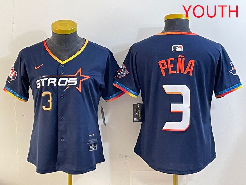 Youth Houston Astros #3 Pena Drak Blue Fourth generation Joint Name 2025 Nike MLB Jersey style 2->women mlb jersey->Women Jersey
